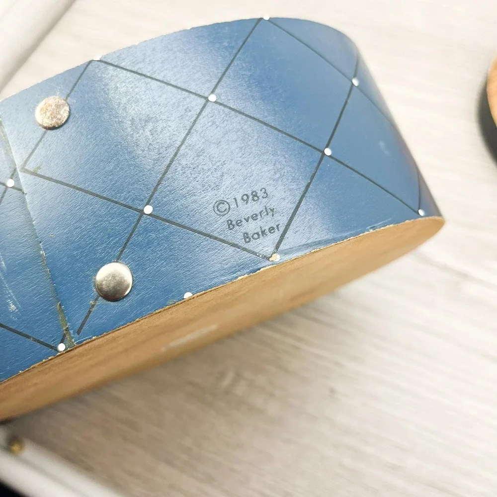 Vintage‎ Blue Floral Trinket Box - Hand Painted Wooden Jewelry Box